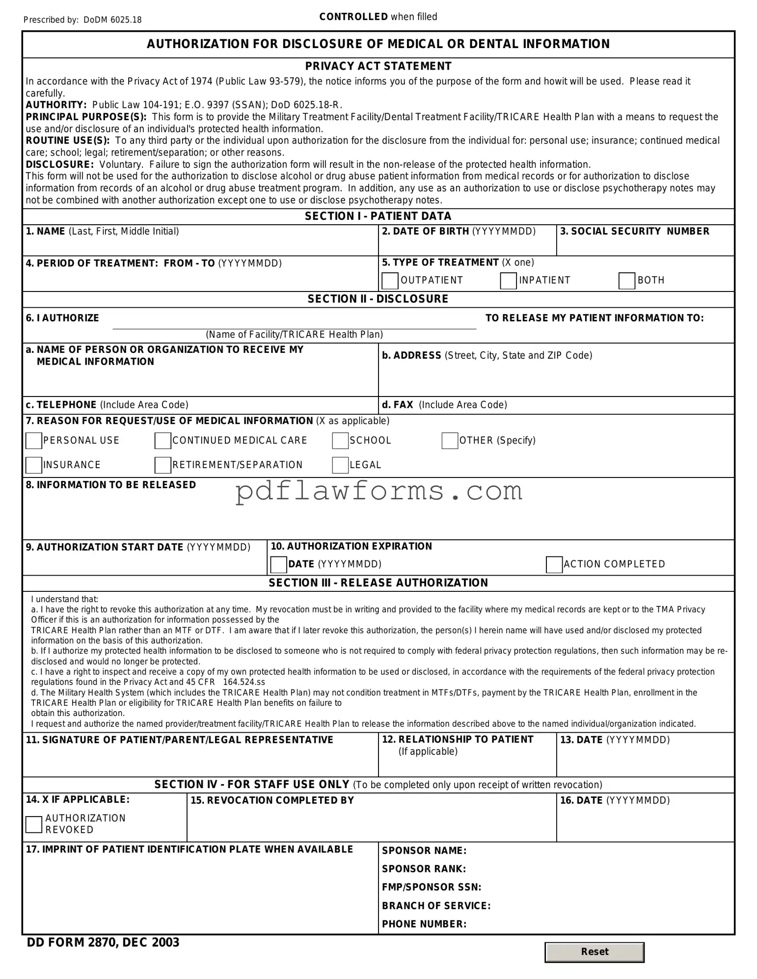 Fill Your DD 2870 Template