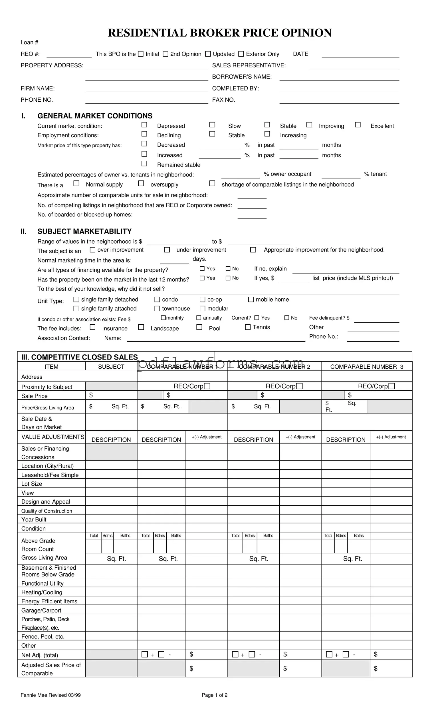Fill Your Broker Price Opinion Template