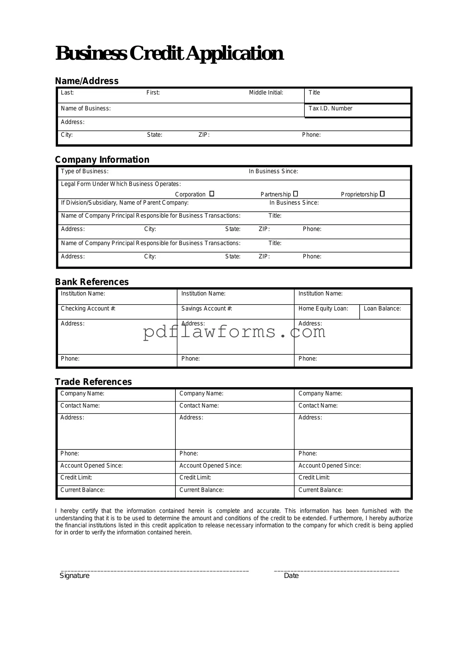 Fill Your Business Credit Application Template
