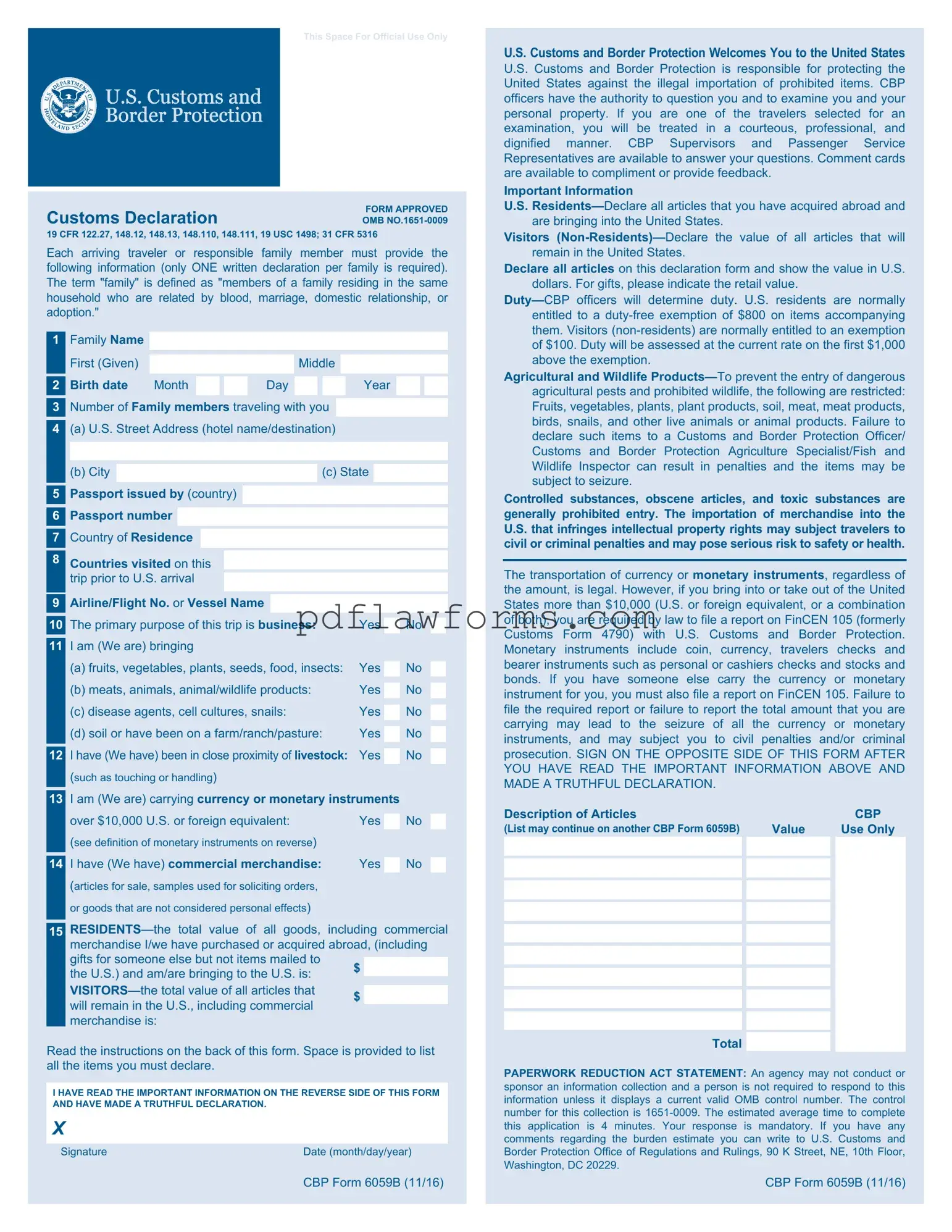 Fill Your CBP 6059B Template