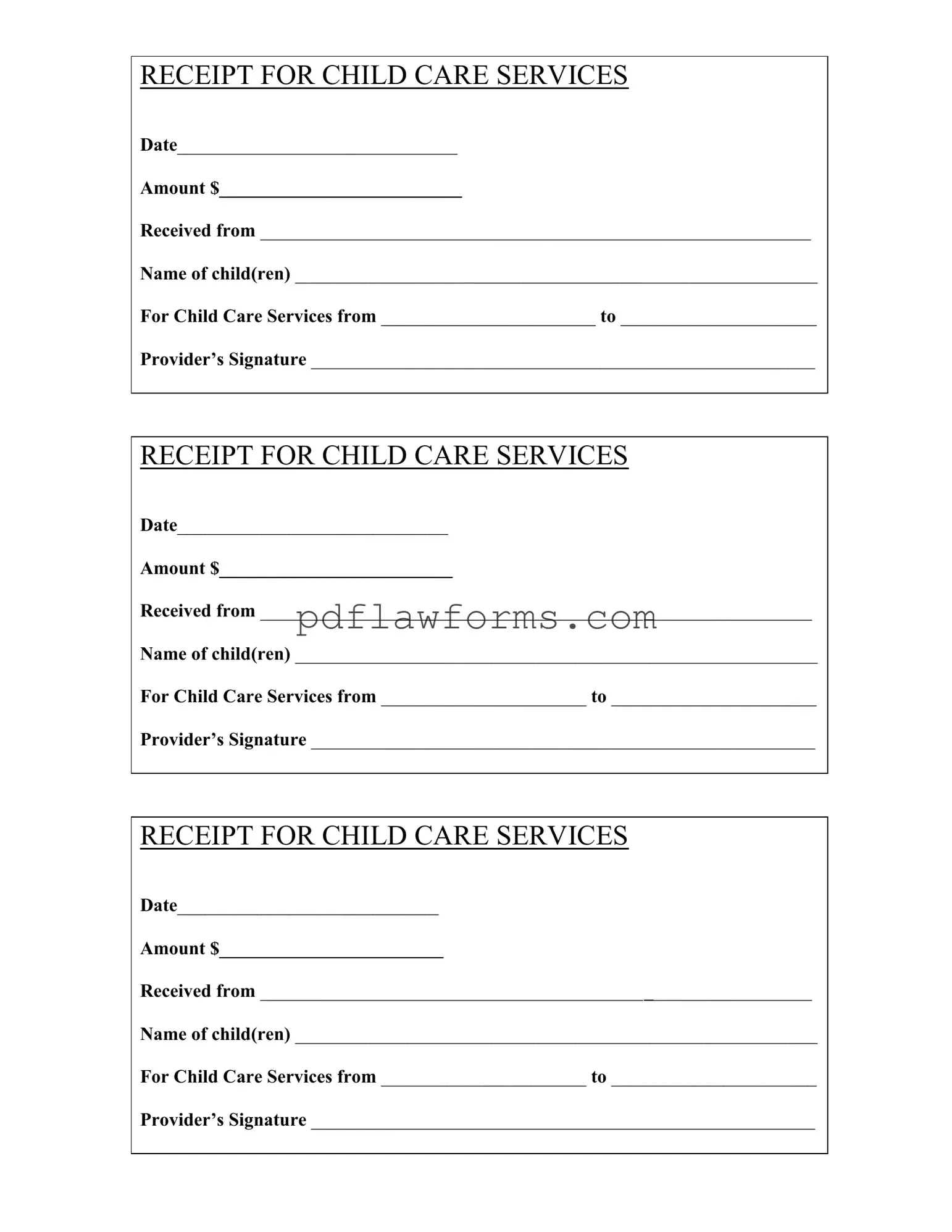 Fill Your Childcare Receipt Template