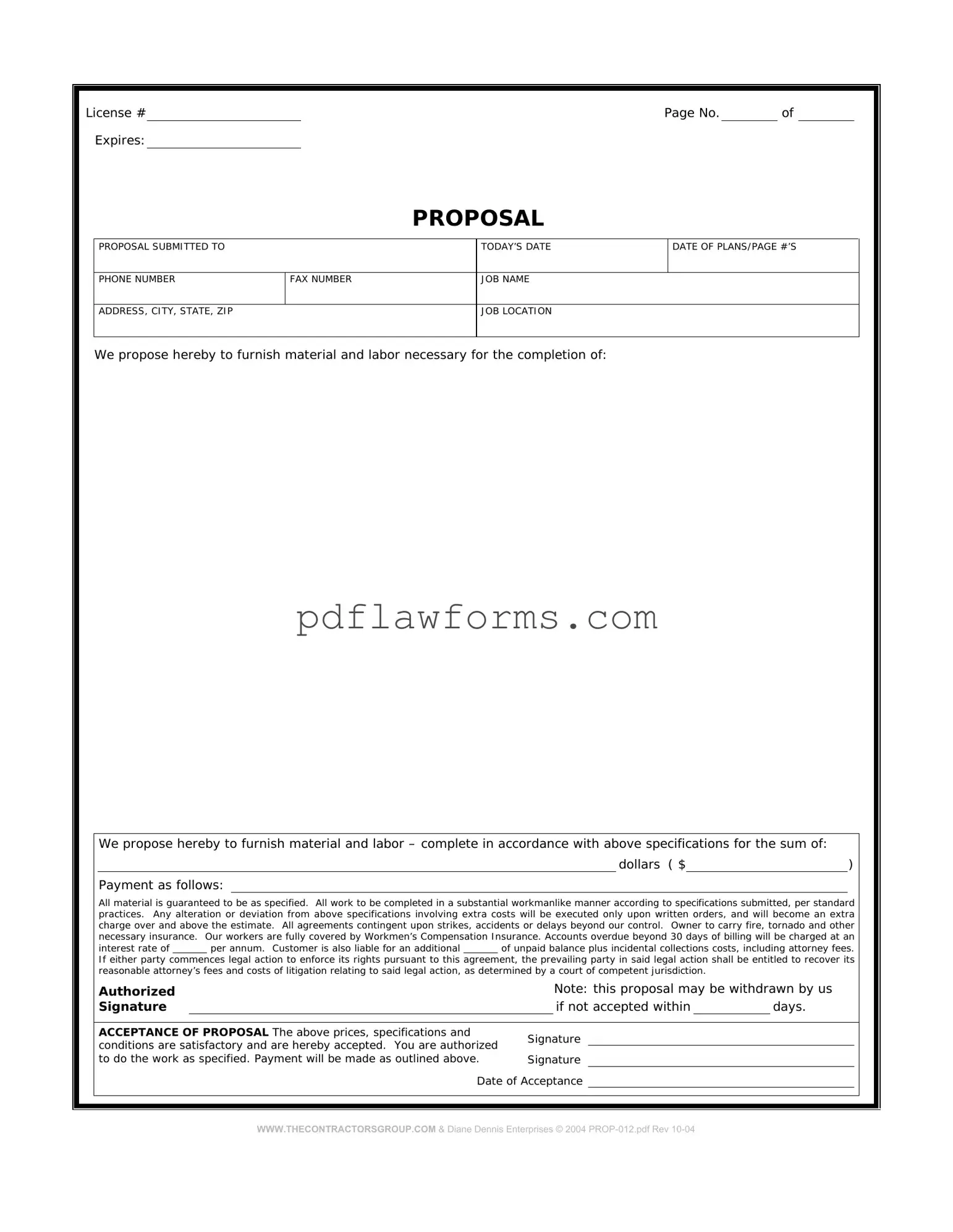 Fill Your Construction proposal form Template