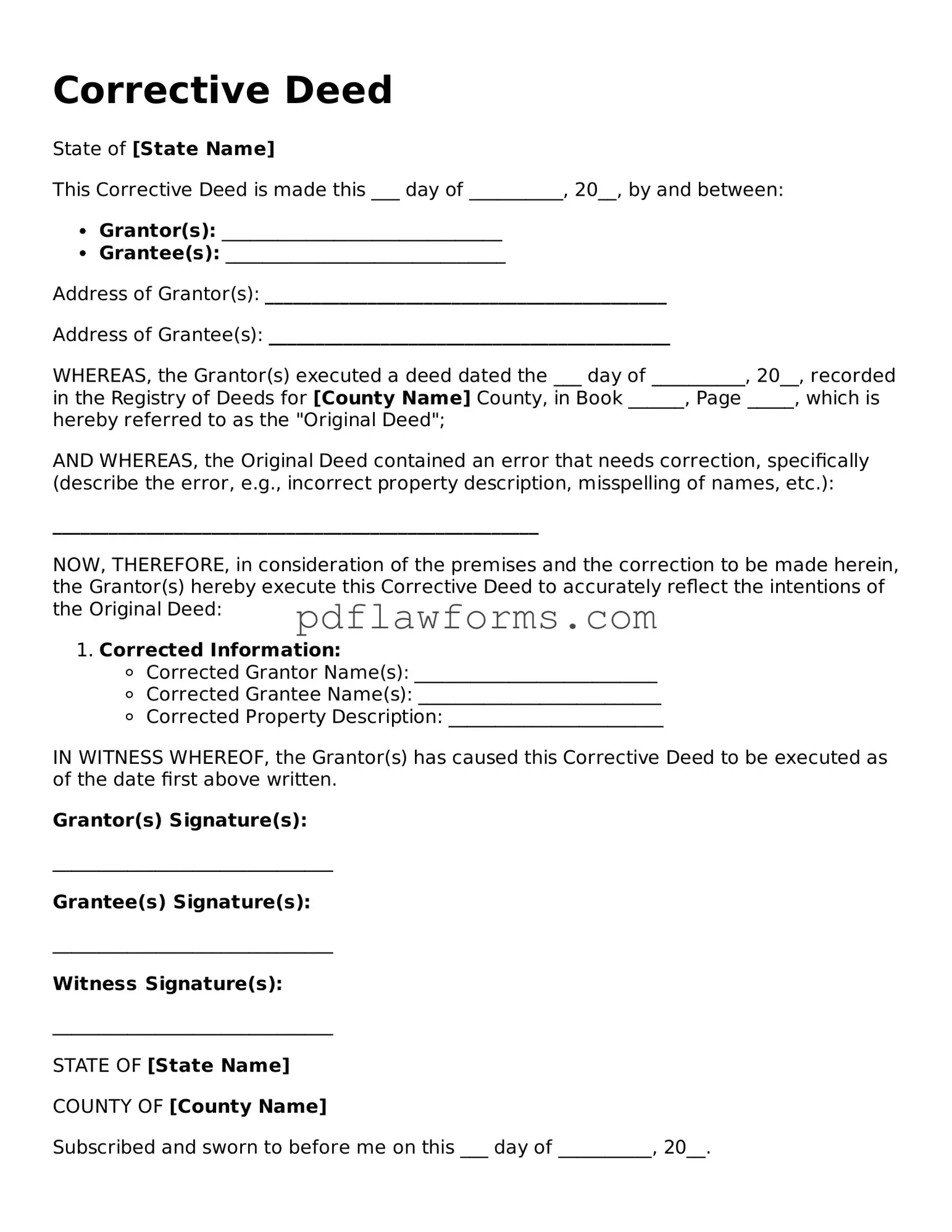 Official Corrective Deed Form