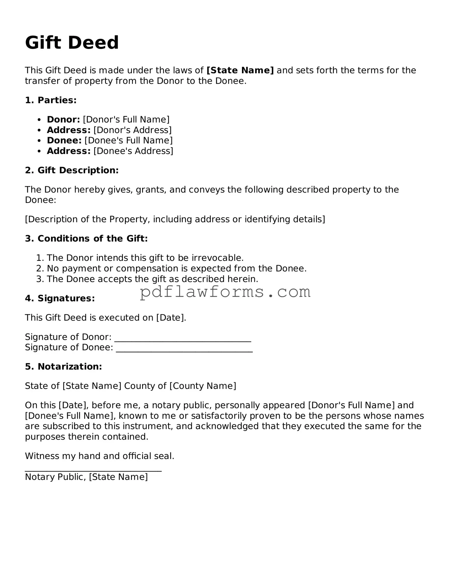 Official Gift Deed Form