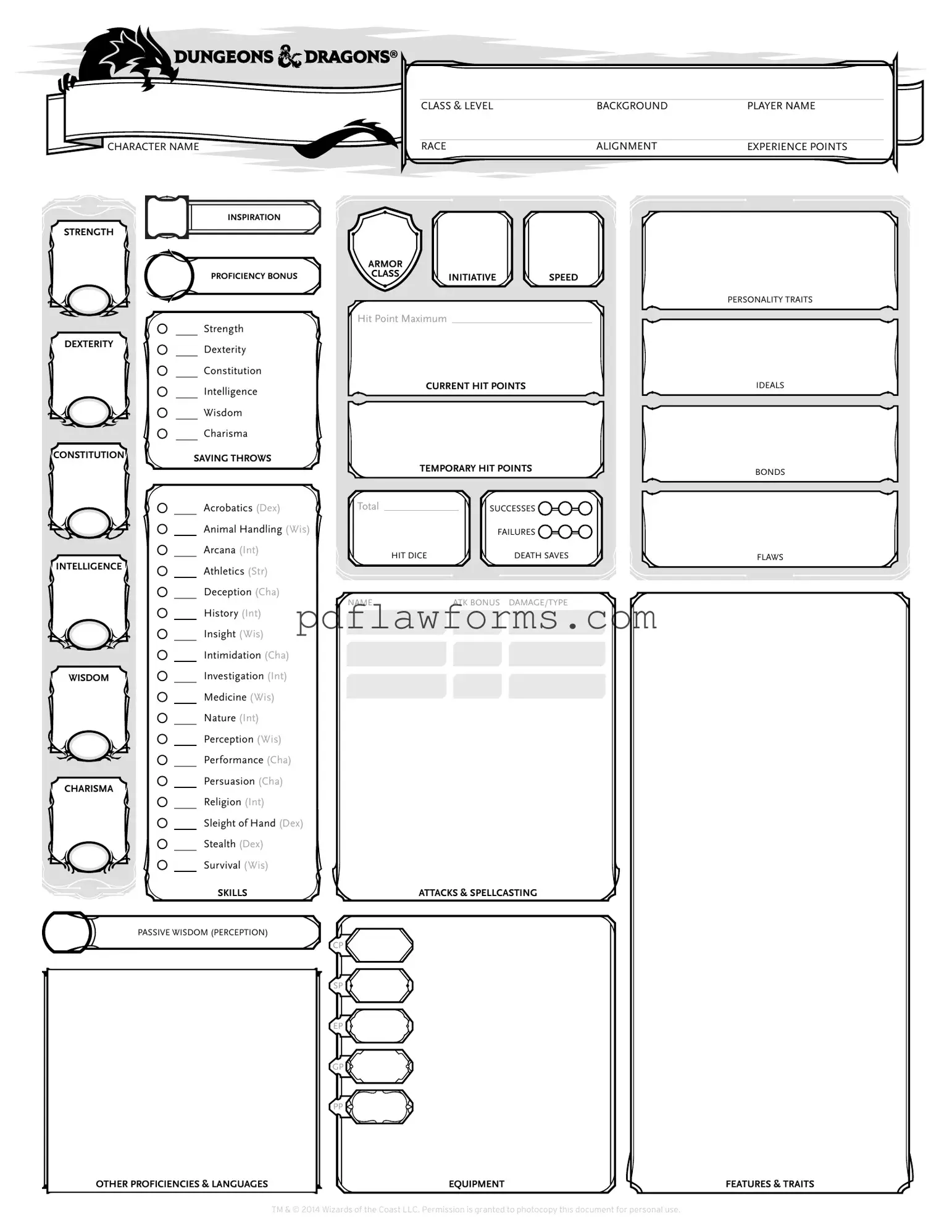 Fill Your Dnd Character Sheet Template