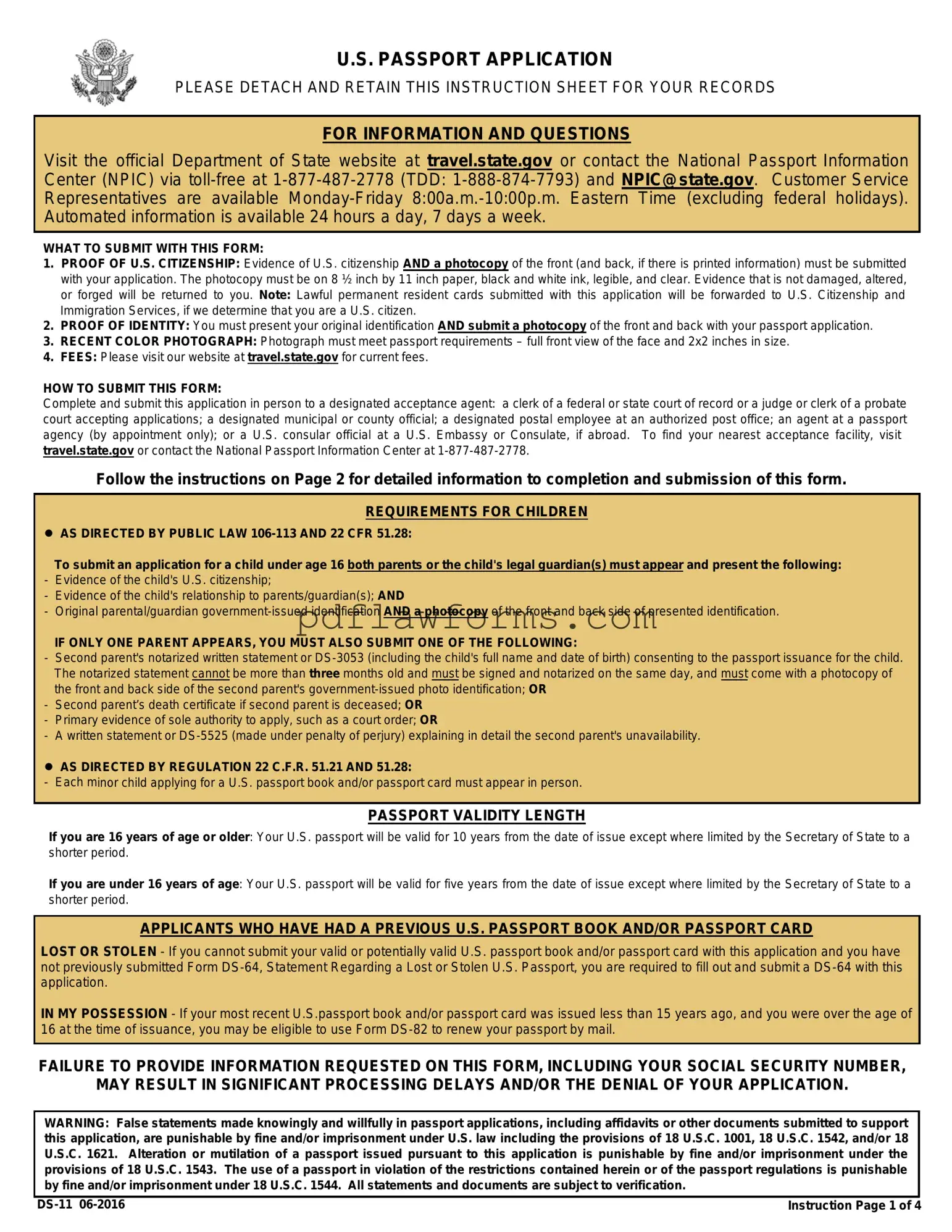 Fill Your DS-11 U.S. Passport application Template