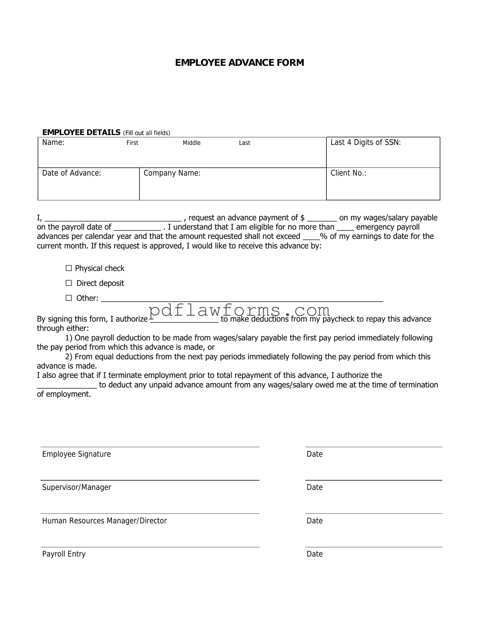 Fill Your Employee Advance Template
