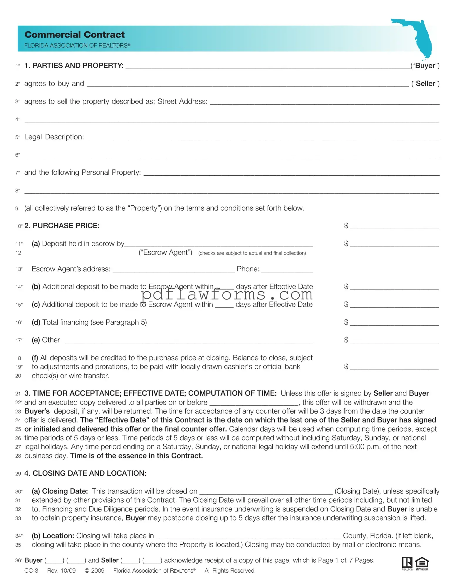 Fill Your Florida Commercial Contract Template