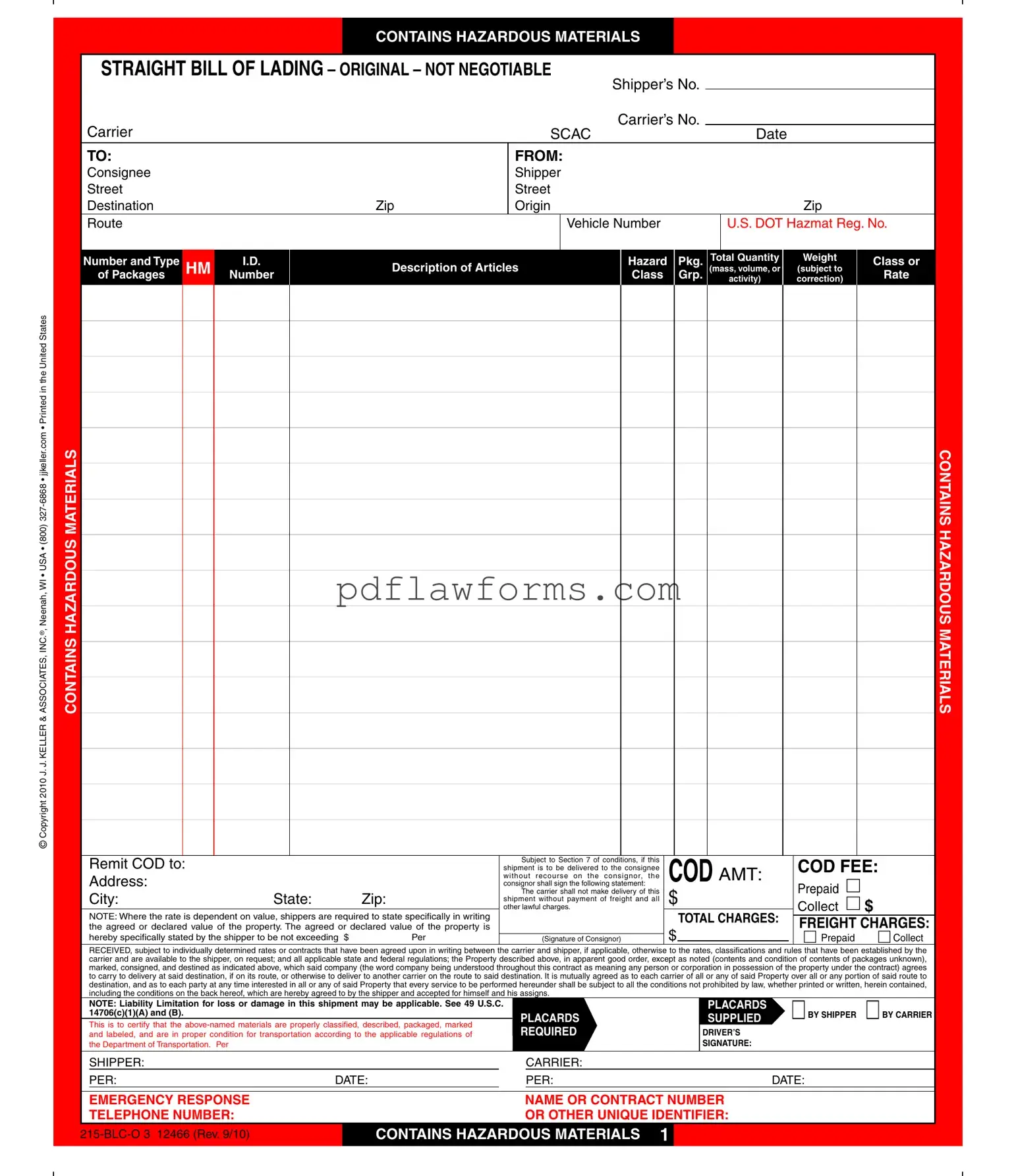 Fill Your Hazard Bill Of Ladden Template