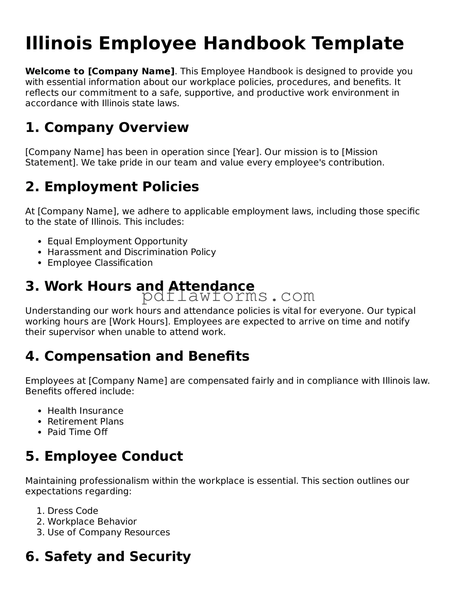 Employee Handbook Form for the State of Illinois