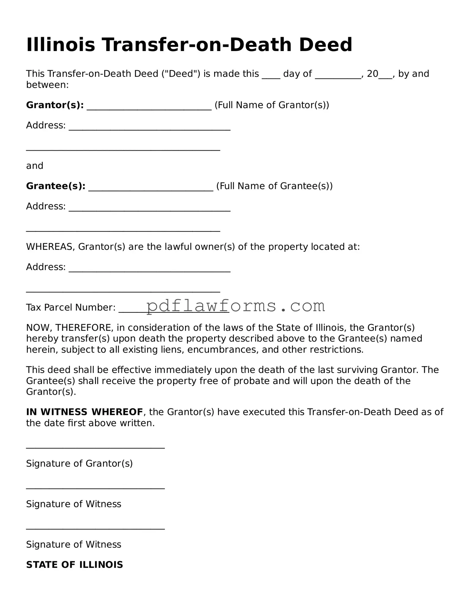 Transfer-on-Death Deed Form for the State of Illinois