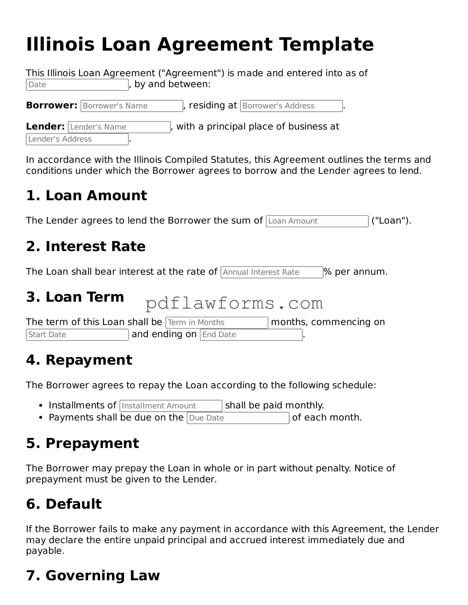 Loan Agreement Form for the State of Illinois