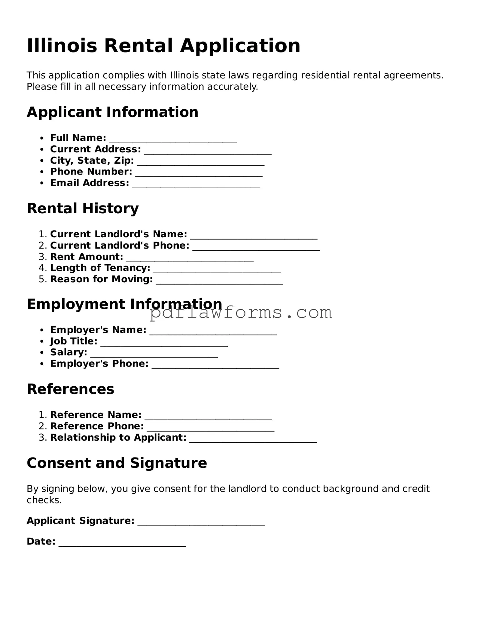 Rental Application Form for the State of Illinois
