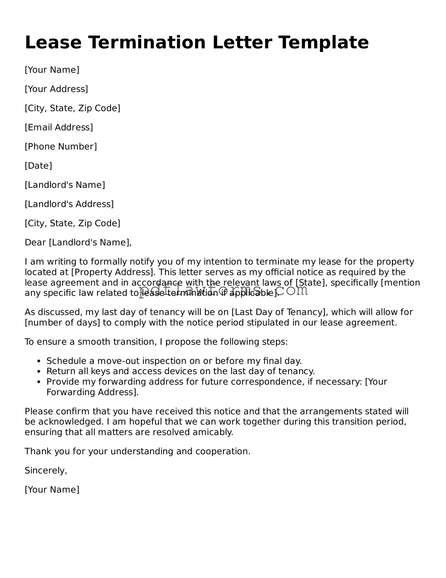 Official Lease Termination Letter Form