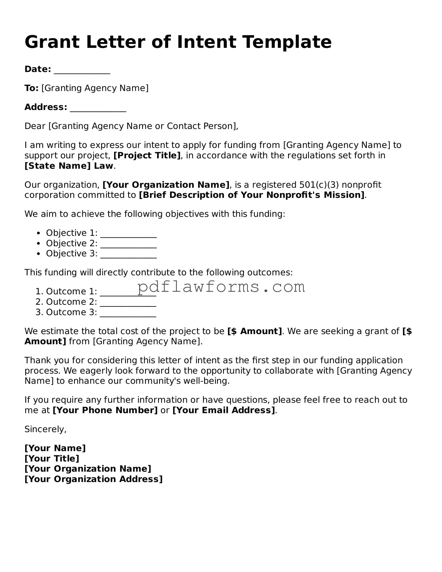 Official Grant Letter of Intent Form