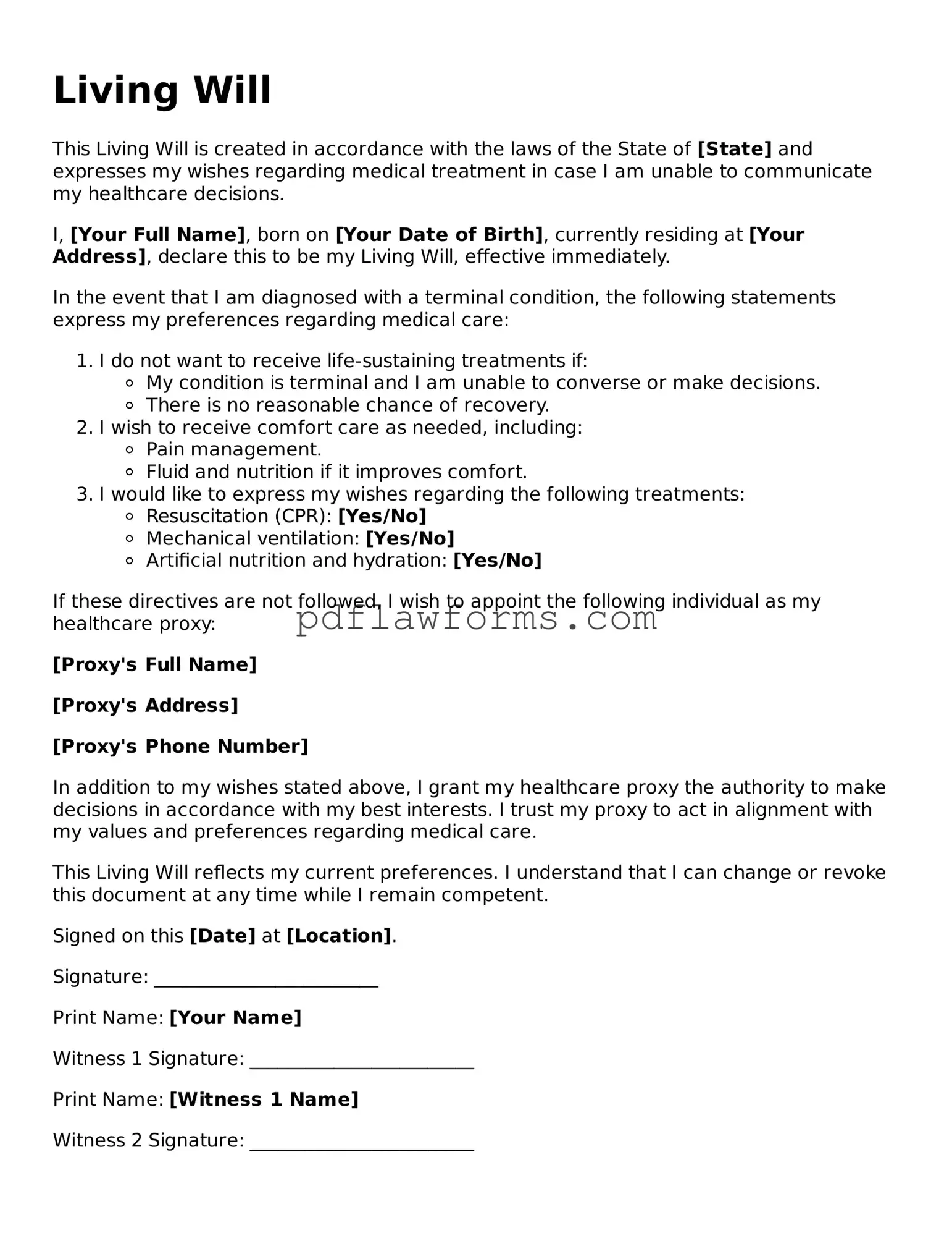 Official Living Will Form