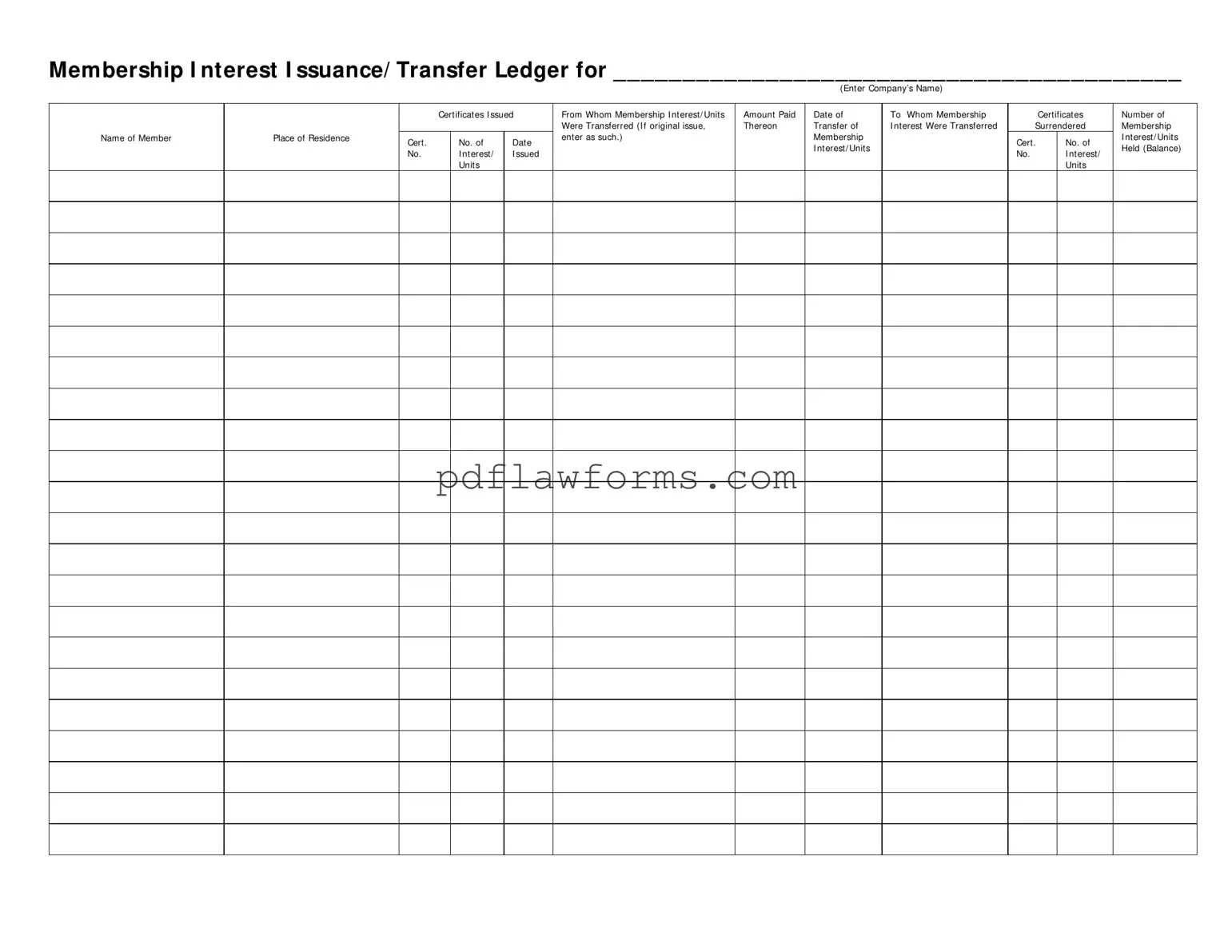 Fill Your Membership Ledger Template