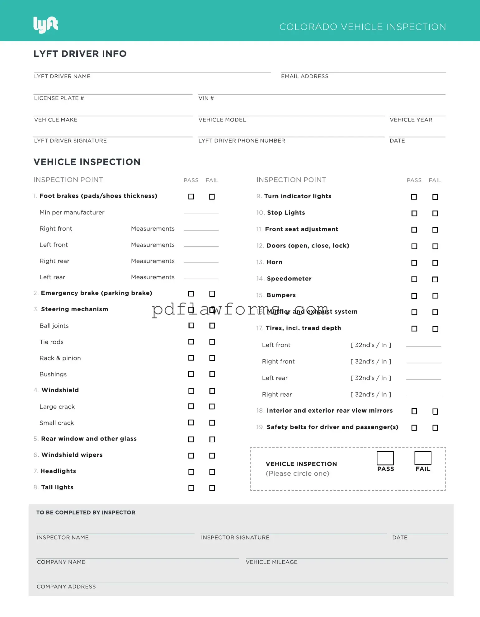 Fill Your Lyft Inspection Template