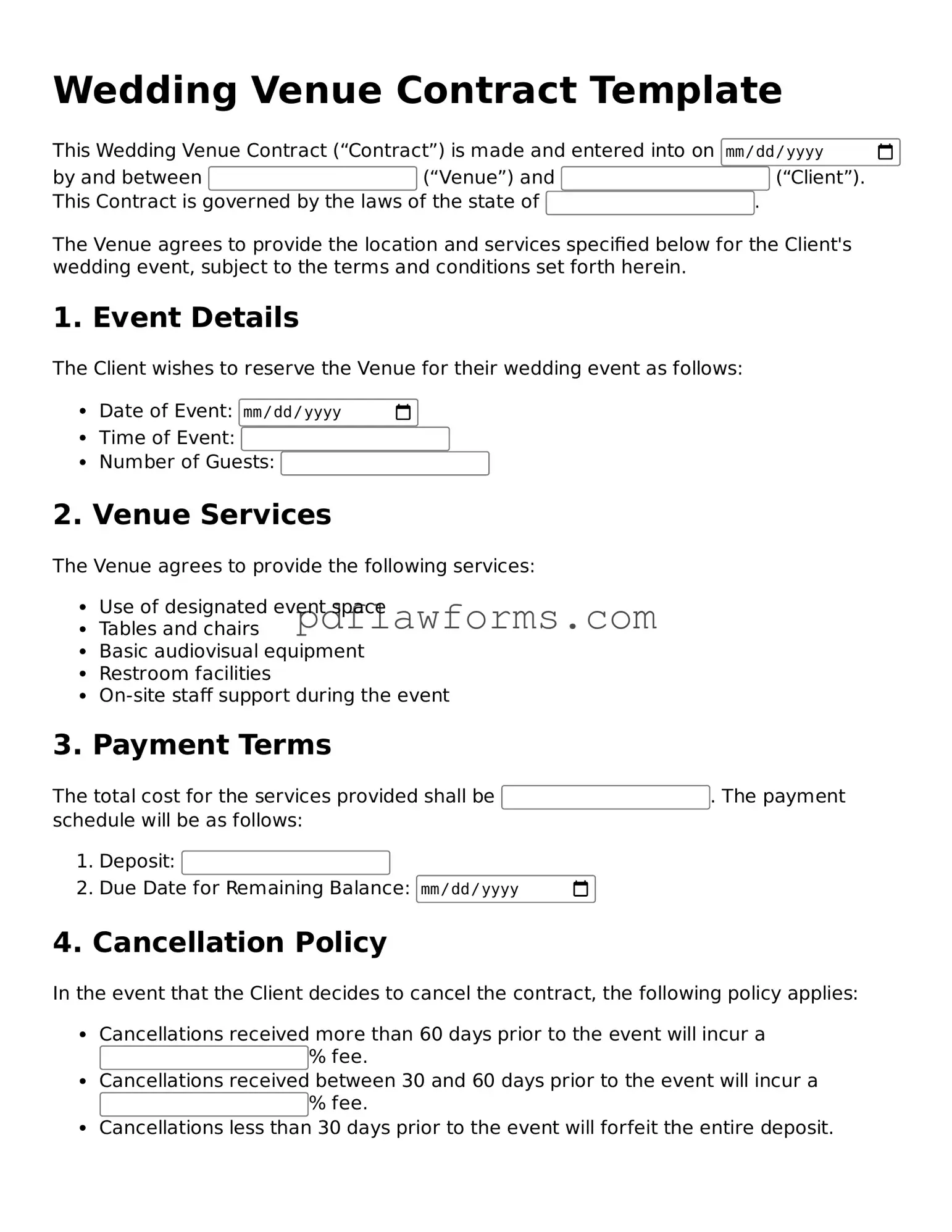 Official Wedding Venue Contract Form