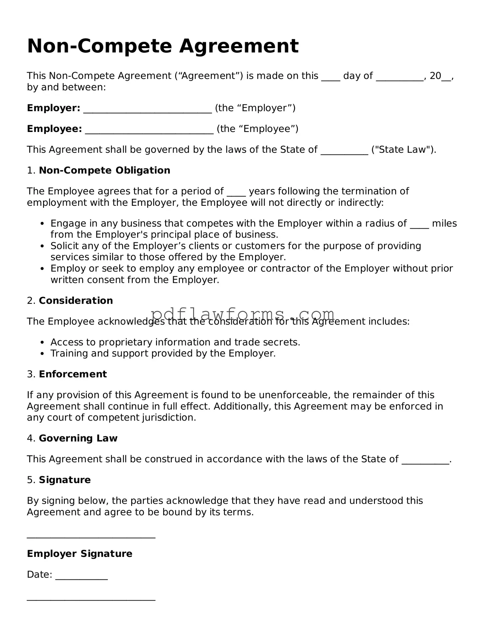 Official Non-compete Agreement Form