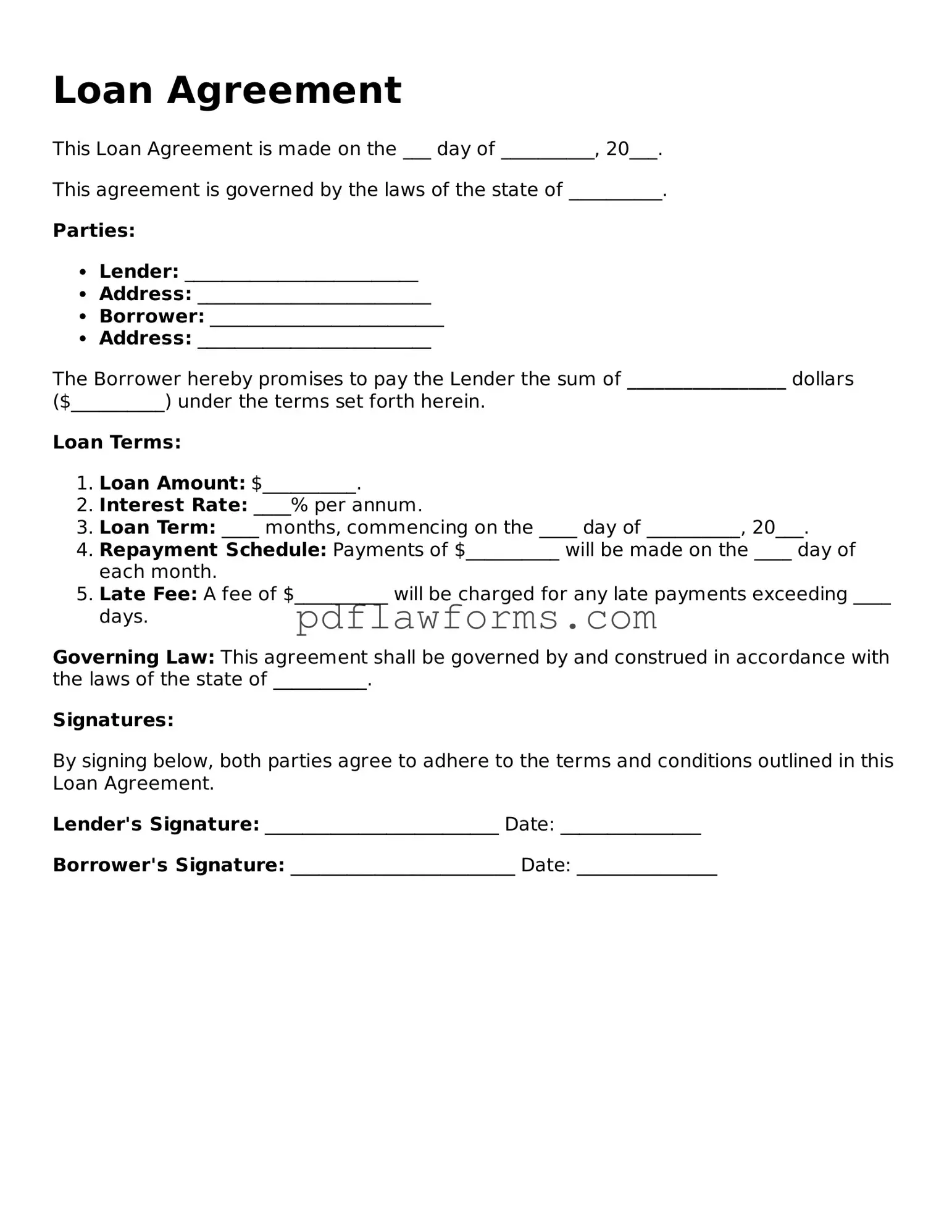 Official Loan Agreement Form