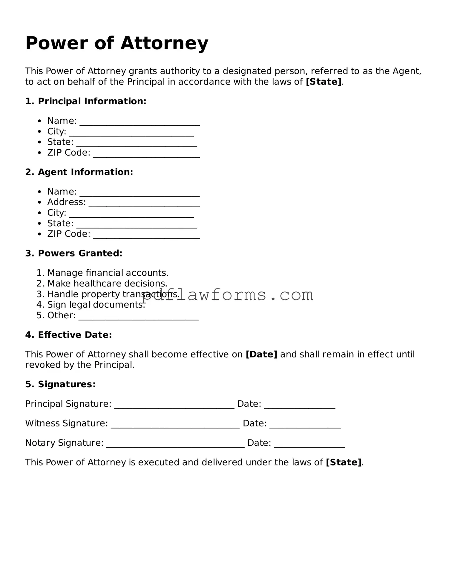 Official Power of Attorney Form