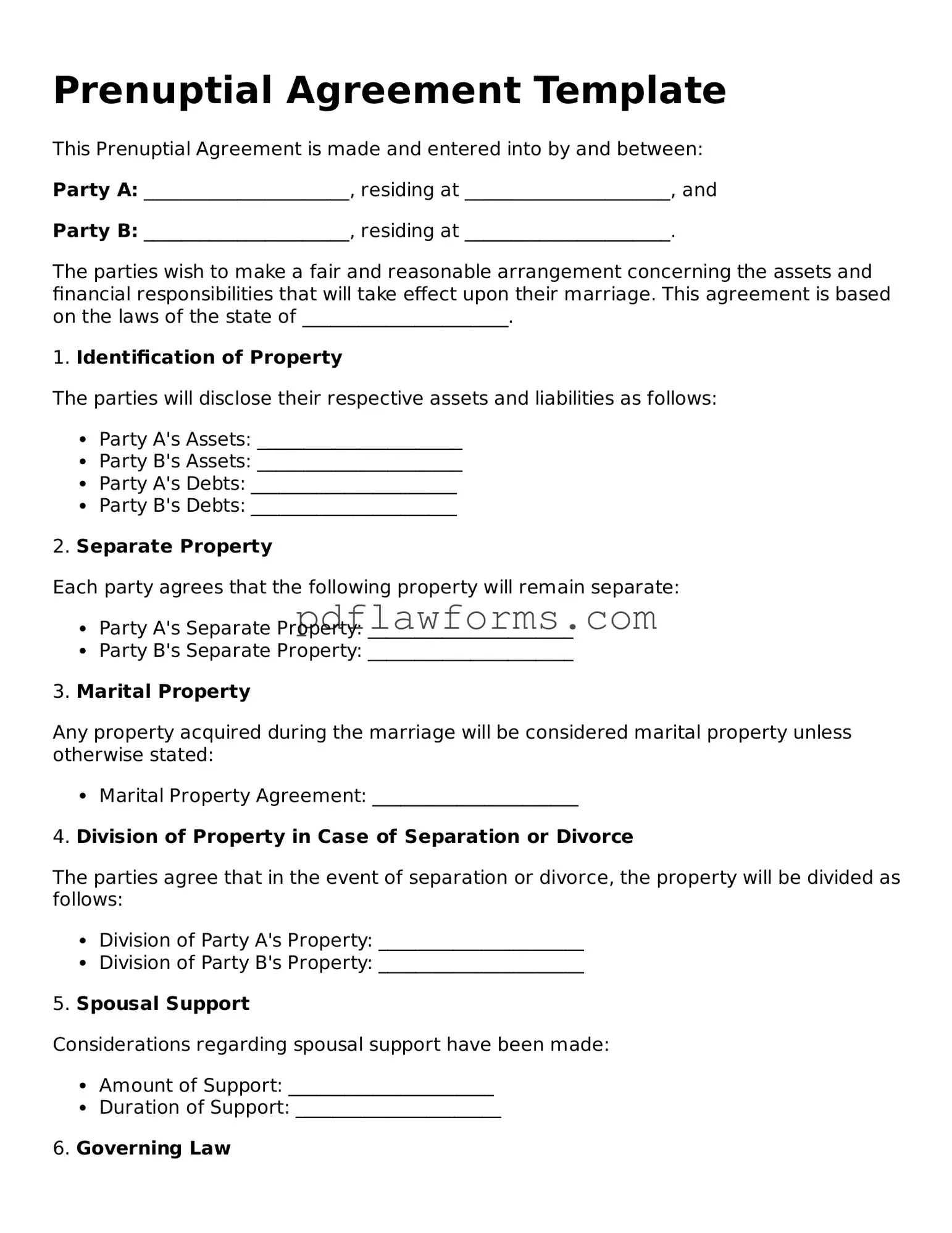Official Prenuptial Agreement Form