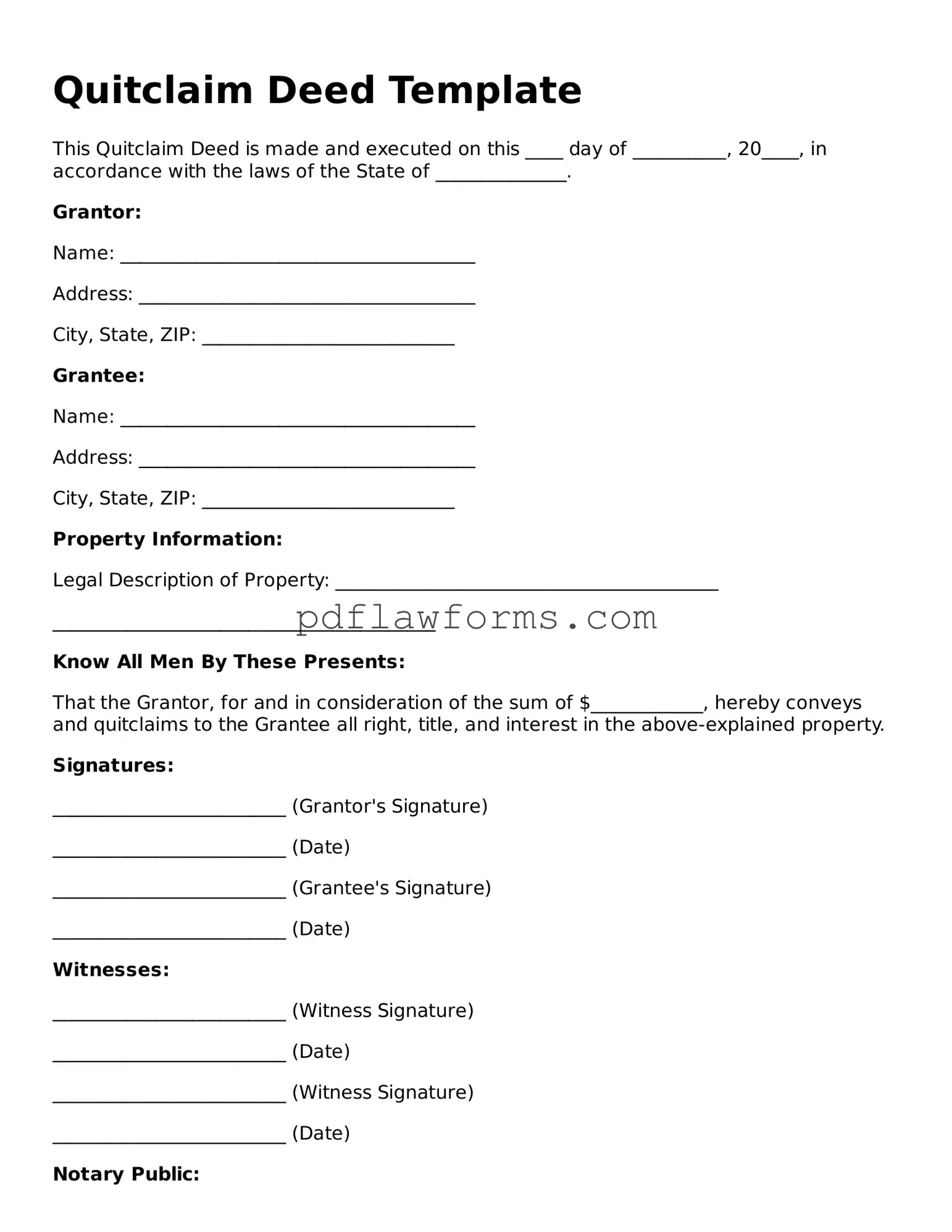 Official Quitclaim Deed Form