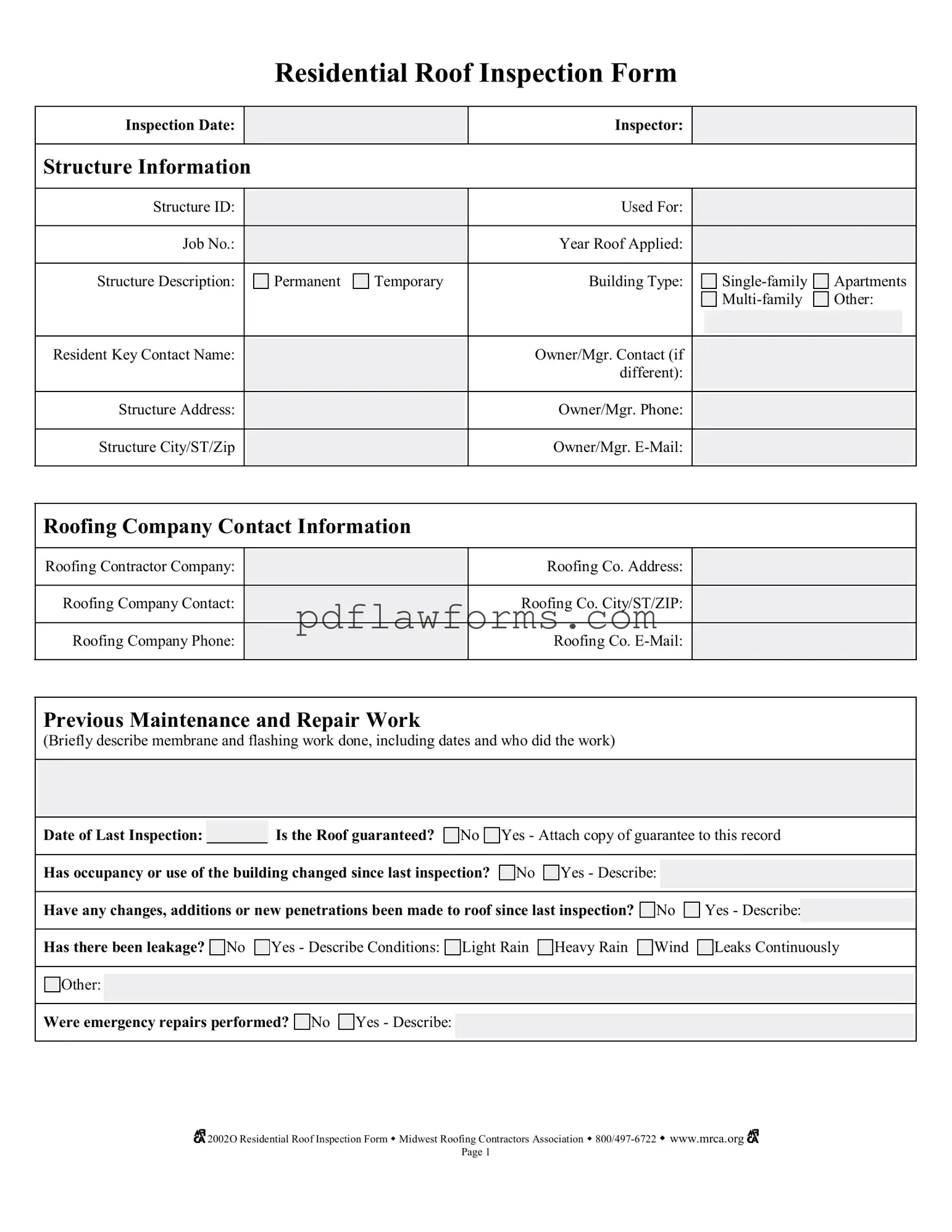 Fill Your Roof Inspection Template