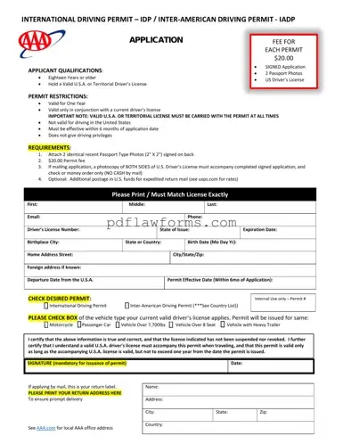 Fill Your Aaa International Driving Permit Application Template