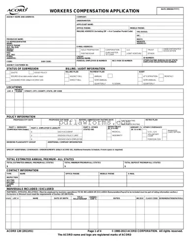 Fill Your Acord 130 Template