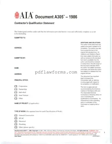 Fill Your AIA A305 Template