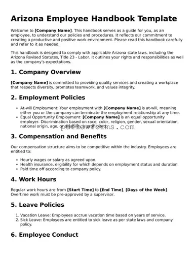 Employee Handbook Form for the State of Arizona