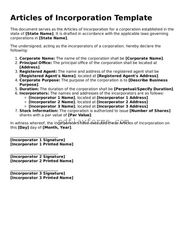 Official Articles of Incorporation Form