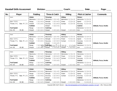Fill Your Baseball Assessment Template