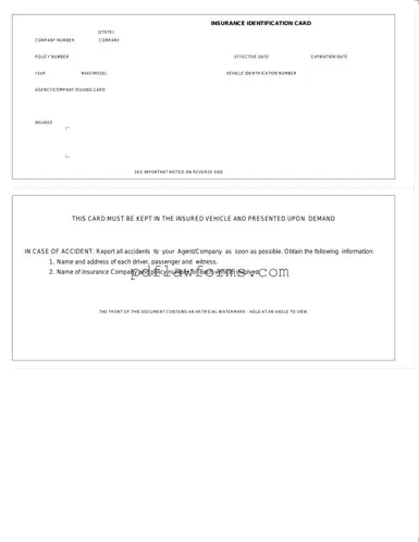 Fill Your Auto Insurance Card Template
