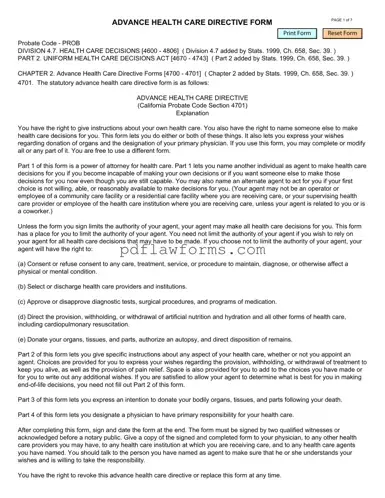 Fill Your California Advanced Health Care Directive Template