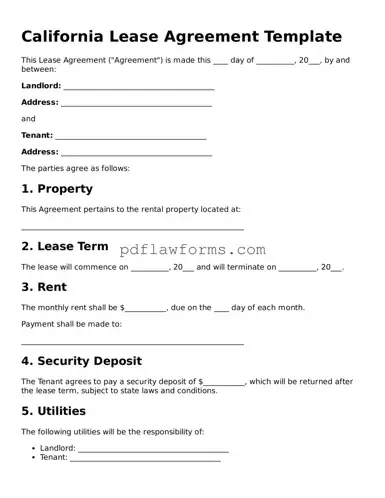 Lease Agreement Form for the State of California