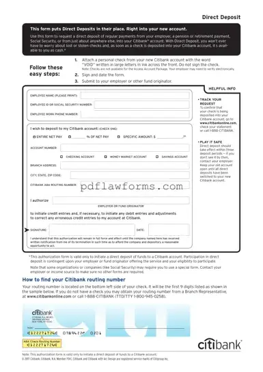 Fill Your Citibank Direct Deposit Template