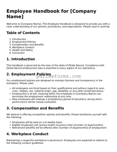 Official Employee Handbook Form