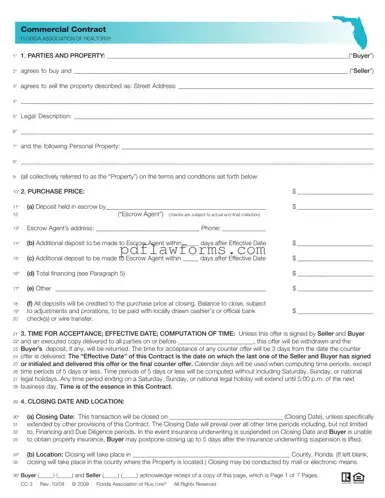 Fill Your Florida Commercial Contract Template