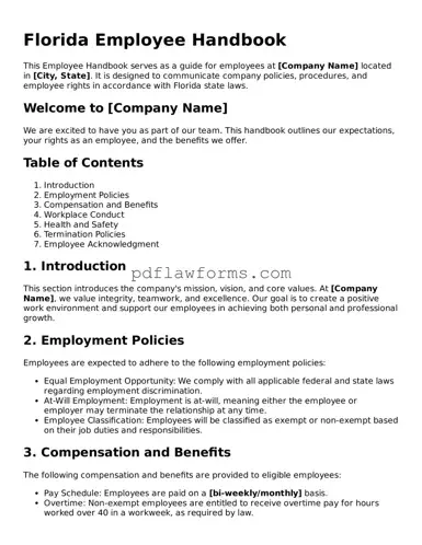 Employee Handbook Form for the State of Florida