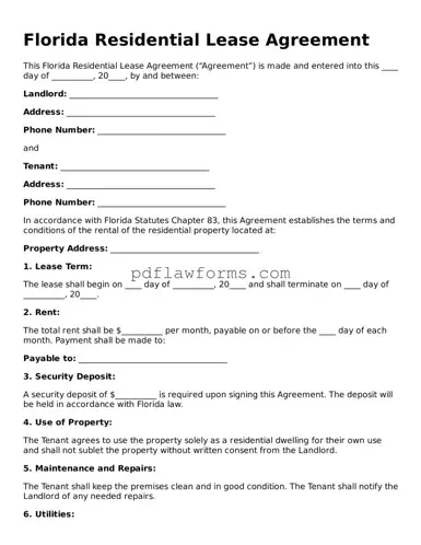 Residential Lease Agreement Form for the State of Florida