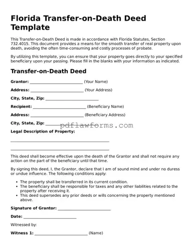 Transfer-on-Death Deed Form for the State of Florida