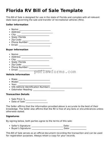 RV Bill of Sale Form for the State of Florida