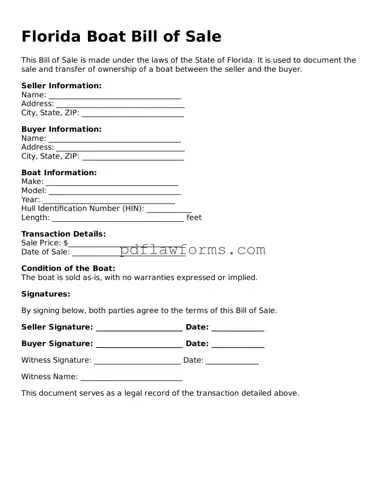 Boat Bill of Sale Form for the State of Florida