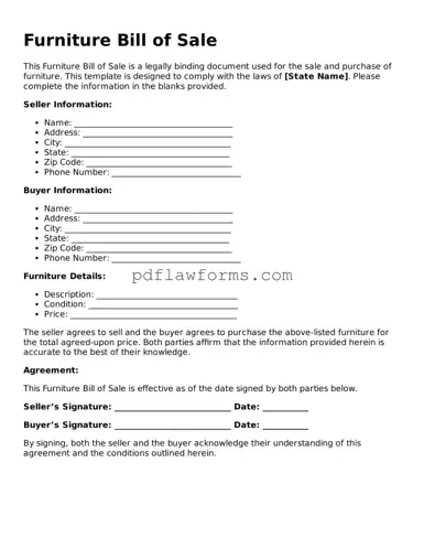 Official Furniture Bill of Sale Form