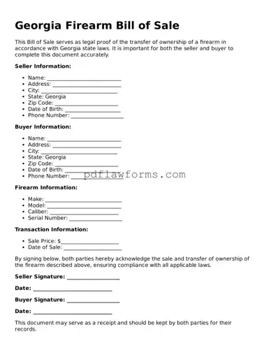Firearm Bill of Sale Form for the State of Georgia