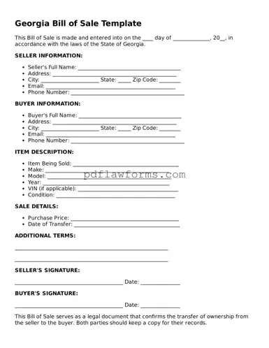 Bill of Sale Form for the State of Georgia