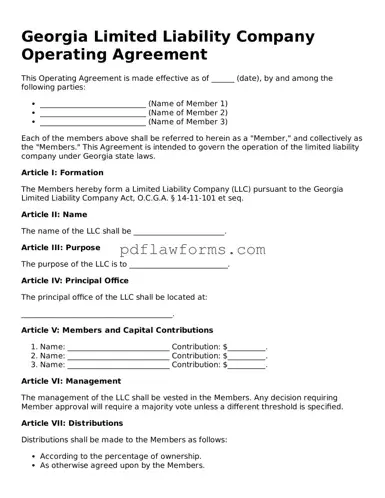 Operating Agreement Form for the State of Georgia